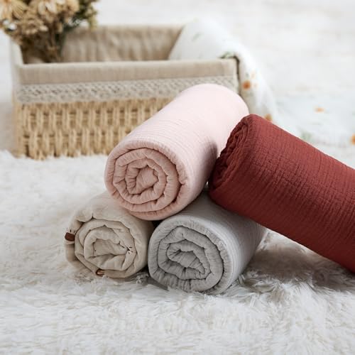 Image of Meracorallo Muslin Swaddle Blanket, 100% Cotton Receiving Blanket Soft and Breathable Swaddle Wrap for Baby Boys and Girls, Red