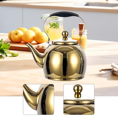 Bouilloire à thé chic en acier inoxydable doré avec un infuseur robuste - 6