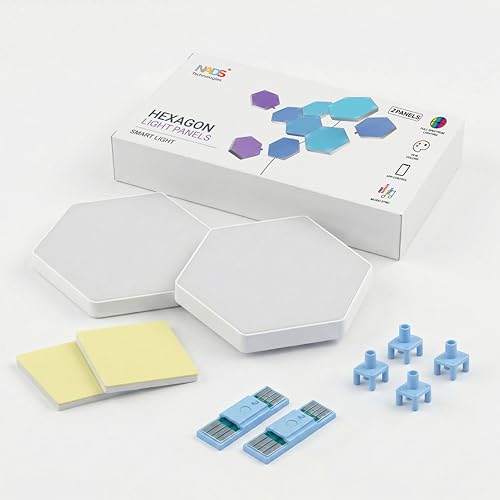 Image of Hexagon LED Light Panels - Expansion Pack (2 Panels), Add-On Panel Only - No Adapter & App Controller, Compatible with Starter Kit