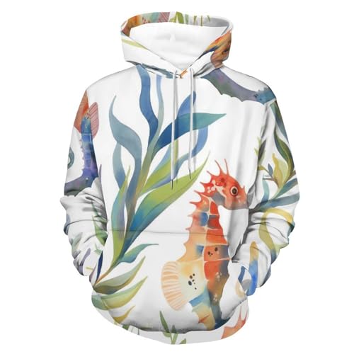 Sweat à capuche hippocampe une touche de douceur marine pour homme et femme
