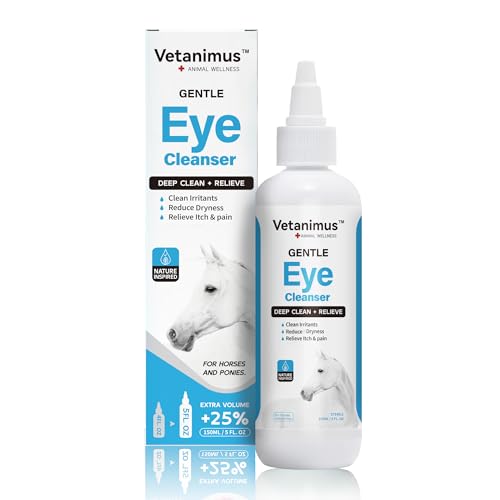 Vetanimus Eye Cleanser 150ml/5 fl.oz for Horses and Ponies Deeply Cleans Foreign Particles Moisturizing Eye Cleanser 1 Bottle