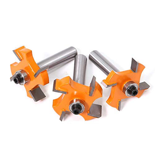 Gasea Cortadores de Fresado de Ranura en T, 3 Pieza Carpintería de Cojinete Bola T-cuchillo, Herramienta de Vástago Tipo T Rodamientos de Fresado,Cabezal de la Máquina de Corte