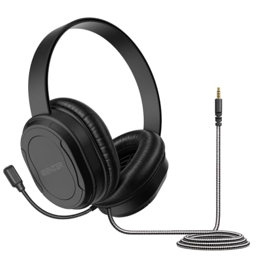 IBENZER Kids Wired Headset with Boom Mic, Rugged Over-Ear, USB-A Adapter