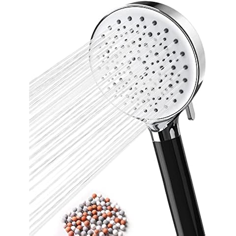 Newentor Shower Head, High Pressure Shower Head Filter with 6 Modes Power Shower Heads to Increase Pressure for Hard Water Ionic Shower Head Includes Extra Replacement Shower Heads Beads Cover