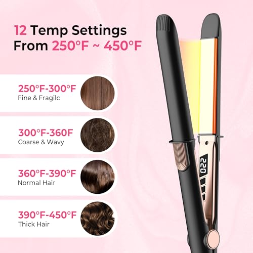 Plancha de pelo cerámica 12 temperaturas ajustables negra miniatura 3