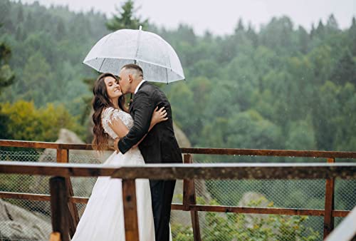 Siepasa Women’s Clear Bubble Transparent Umbrella-Auto Open Clear Dome Umbrella With Classic Hook Handle For Gentlemen And Ladies Wedding, Bridal Parties, Outing And Large Group Gathering, Graduation, Prom, Or Everyday City Walking. (White) #TOP5