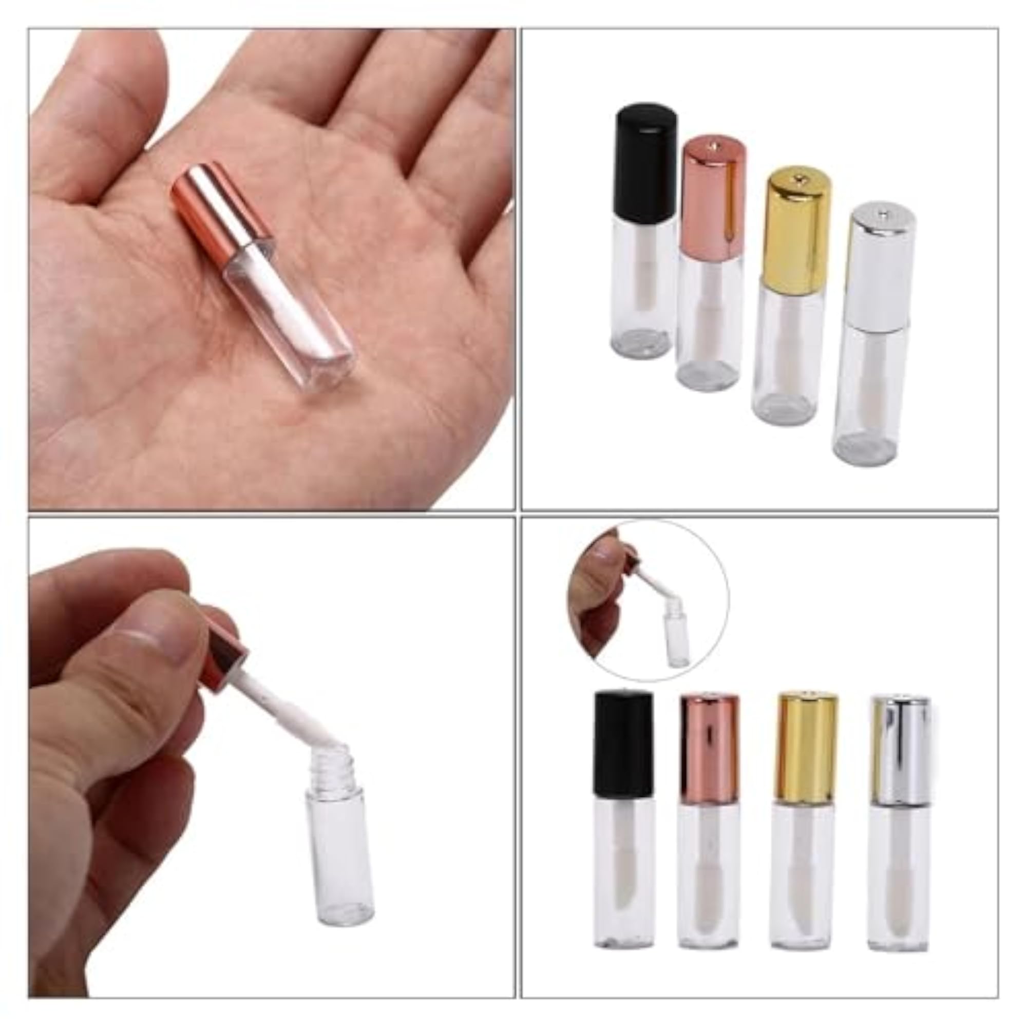 2x10Pcs Lip Gloss Bottles Refillable Transparent Tubes