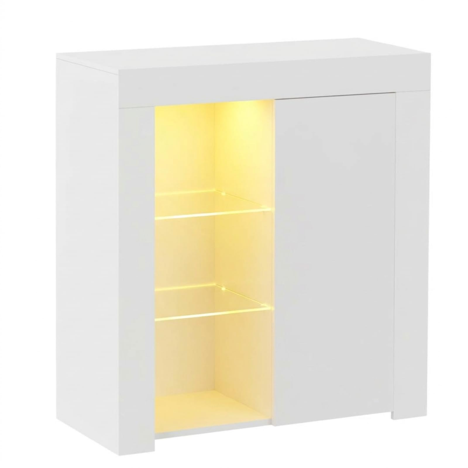 Panana Commode de Eclairage LED, Buffets, Meuble de Rangement sur Salon, Chambre, 75 x 35 x 83 cm (Blanc)