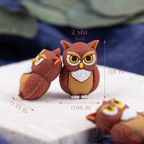 Framendino, 10 Pack Owl Silicone Focal Cute Animal Loose Spacer Birds Bead for Pen Keychain Beadable Jewelry Making DIY Crafts by Framendino - Used condition - Image 2