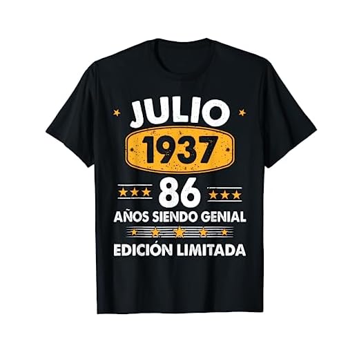 Hombre 86 Años Cumpleaños Regalo Hombre Julio 1937 Julio 86 Años Camiseta