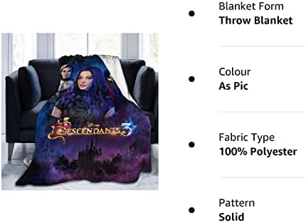 Descendants 3 Throw Blanket Warm Blanket for Kids Boys Girls Adults 3D Fashion Print Blanket Perfect for Couch, Sofa, Bed, All Season 80"x60",Black,50"x40"