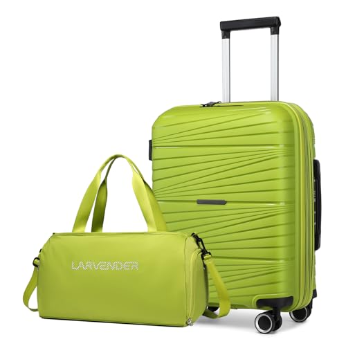 Image of LARVENDER Carry On Luggage 22x14x9 Airline Approved, Suitcases with Wheels | Expandable Hardside PP Carry On Suitcase, 20 Inch Luggage Sets 3 Piece for Women Men, TSA Lock, Wasabi Green