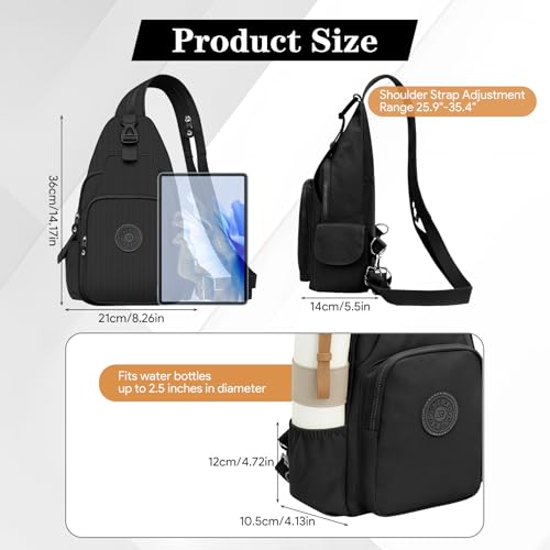 Indrnif Crossbody Schultertasche,Sling Tasche, Oxford Stoff Schlinger Brusttasche,Crossbody Tasche für Frauen,Stilvoller Umhängetasche mit Mehreren Taschen zum Reisen, im Freien, Einkaufen