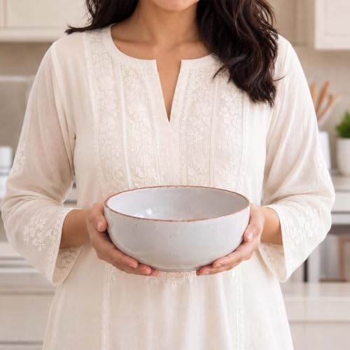 Image of The Earth Store Lavender Marble Serving Bowl - 800ML Ceramic Bowl Set of 2 | Microwave & Dishwasher Safe Ceramic Serving Bowl for Home, Gifting & Restaurants
