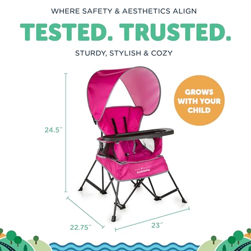Image of Baby Delight Go with Me Venture Portable Chair | Indoor and Outdoor | Sun Canopy | 3 Child Growth Stages | Pink