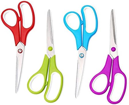 Kitchen Scissors Comfort-Grip Handle Sewing Scissors Stainless Steel Tailor's Embroidery Scissors(Red)