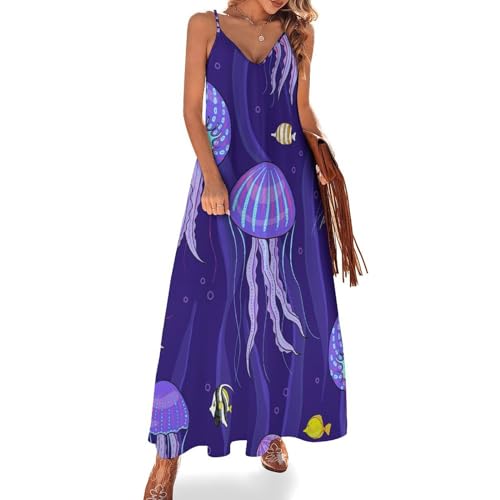 Robe maxi col V Violette légère et sans manches pour un look décontracté chic