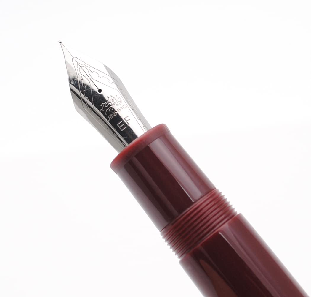 JINHAO X159 Resin Fountain Pen with Ink Converter (Extra Fine Nib, Silvery Clip-Wine Red) - Image 2