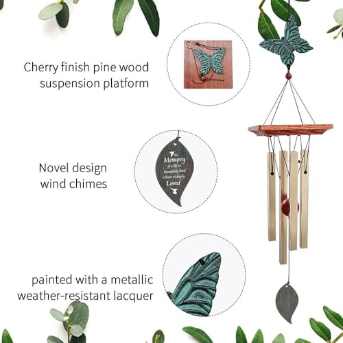 Image of ASTARIN Memorial Custom Wind Chimes for Loss of Loved One, Wind Chimes for Patio Yard Decor, 24'' (Condolences-3)
