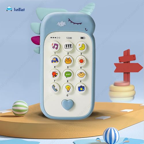 Image of FunBlast Cartoon Musical Mobile Phone for Kids, Mobile with Light & Sound Toys for Babies | Educational Toys for Kids 3+ Years /Boys /Girls-1 Unit (Blue2)