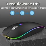 Uiosmuph G12 Mysz bezprzewodowa, 2,4 GHz z odbiornikiem USB, bezprzewodowa mysz ergonomiczna LED z regulacją DPI do komputerów Mac/PC/Laptopów/iPadów - matowa czerń