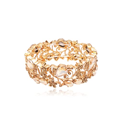 CSY Elegant Stretch Bangles Art Deco Statement Cuff Bangle Elastic