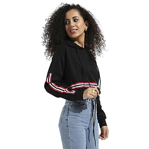 Image of Campus Sutra Women Cotton Hooded Neck Sweatshirt