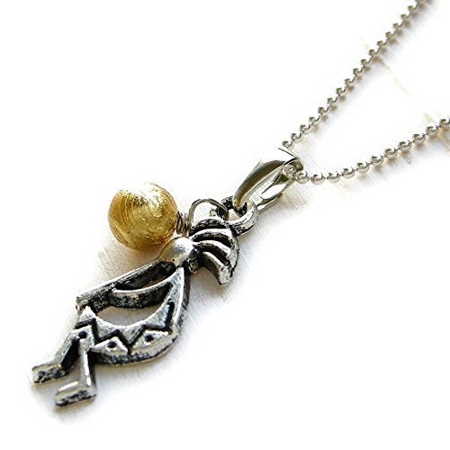 [ブルーコーン] パワーストーン ココペリ 幸運のギベオン隕石 & 幸運の天使 ペンダントトップ トップのみ チョーカーなし 天然石