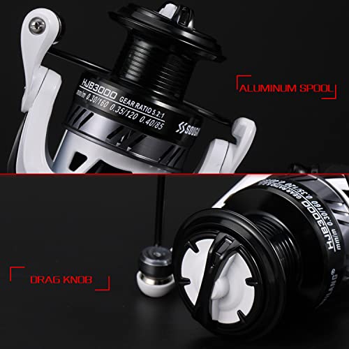 Sougayilang Fishing Reel, Ultralight Spinning Reel with Aluminum Spool, 5.2:1 High Speed Spinning Fishing Reel for Freshwater-White 2000 - Thumbnail 5