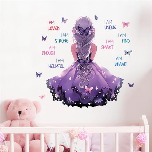 Vinilo decorativo Purple Ponytail Girl con frase motivacional miniatura 2
