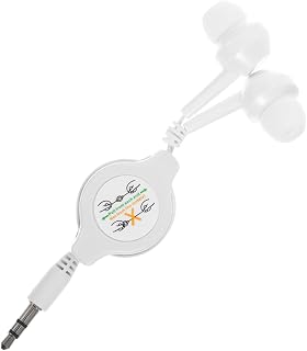 Mipcase 3.5mm 잭이 있는 접이식 이어버드, 엉킴 없는 유선 인이어 헤드폰, MP3 플레이어 스마트폰 비행기 여행용 듀얼 풀 스트레치 이어폰, 화이트