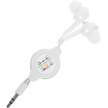 Mipcase Retractable Earbuds with 3.5mm Jack, Tangle-Free Wired in-Ear Headphones, Dual Pull Stretchable Earphones for MP3 Player Smartphone Airplane Travel, White