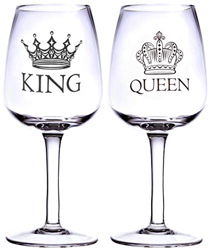 Impirilux King And Queen Wine Glass Set | Beautiful Gift For Newlyweds, Engagements, Anniversaries, Weddings, Parents, Couples, Christmas - Novelty Drinking Glassware #TOP1