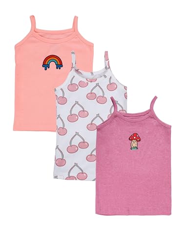 Image of KiddoPanti Girls 100% Cotton Printed Camisoles Tank Top Slips Pack of 3