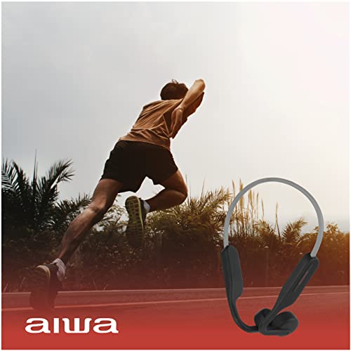 Image of Aiwa Bone Conducting Wireless Headphones - Open-Ear Wireless Bluetooth 5.0 Sports Headphones, 6 Hours Playtime, IPX5 Waterproof Earphones for Gym, Running, Hiking, and Cycling, Black