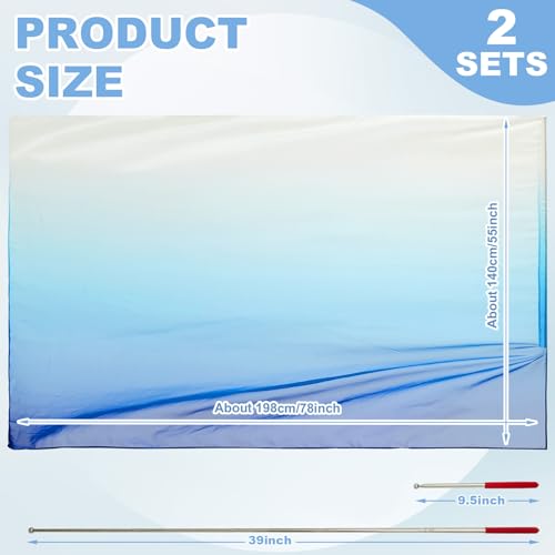 Image of Jecery 2 Set Praise Dance Flags, White-blue-navy Blue, 55'' X 78 inch