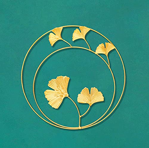 Xiongfeng Mitchell Metall Wanddekoration Skulptur Ginkgo Verlässt Form Hintergrund Wand Wohnzimmer Dekoration Modern Eiserne Kunst Gold Blätter Deko Wandbehang 1 Piece Cover