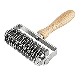 Stainless Steel Dough Lattice Top Cookie Pie Pizza Bread Pastry Crust Roller Cutter with Wood Handle
