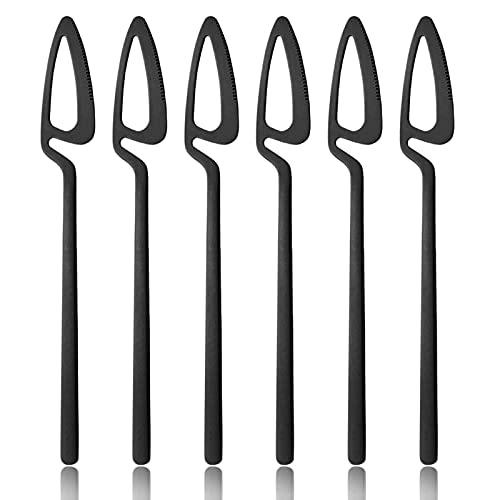 snplowum 6Pcs Matte Black Dinner Knife Flatware, 8.4-inch Hangable & 18/10 Stainless Steel Bread Jam Knife Steak Dessert Butter Knife