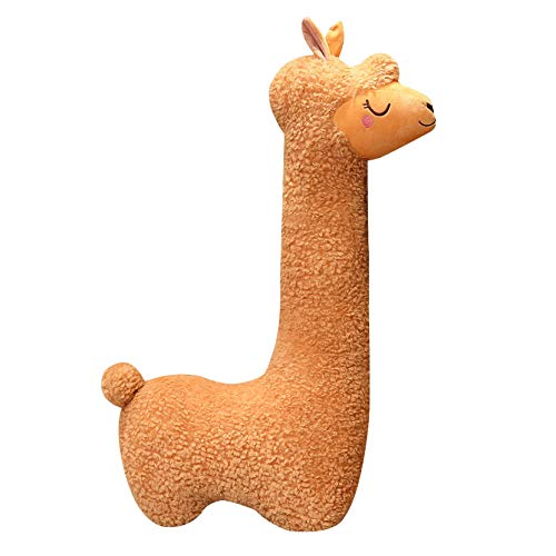 Alpaca Plush Toy, Alpaca Stuffed Animal, Alpaca Plush Pillow, Llama Plush Long Body Pillow, Adorable Alpaca Pillow Home Decor Christmas, Cute Snuggle Buddy Alpaca Long Neck Toy (Brown)