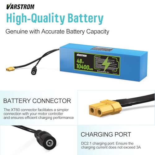 48V 10.4Ah Lithium-Ion Battery - Universal Power Pack for Ele-c-tric Bike, Scooter, Motorcycle, Tricycle, Compatible with 0-1200W Motor, 1000W 750W 500W 250W E-b-ike Conversion Kit - Image 4