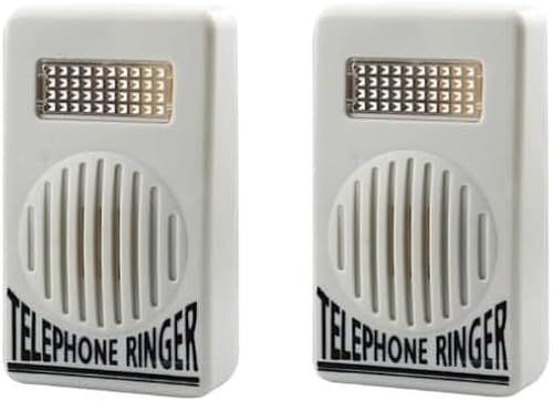 2 Pcs White Telephone Ringer Amplifier Bell Extra-Loud Telephone/Phone Ringer, Landline Phones,Telephones Accessories Use Safety
