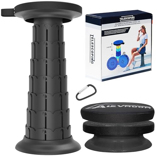 Image of Upgraded XXL Collapsible Stool with Cushion 20.4 inch, 440Lbs Max Weight, Wider & Taller Pop Up Seat, Heavy Duty Portable Retractable Folding Stool or Travel Foot Rest, Gift for Camping & Outdoors