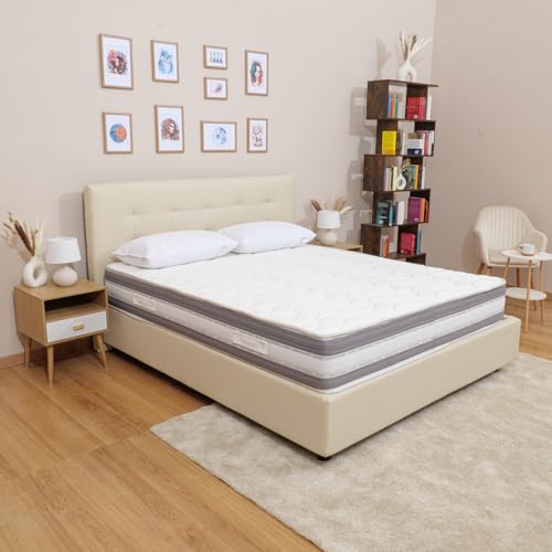 Materassimemory.eu Materasso Singolo, molle insacchettate indipendenti e memory, modello Italo, 80 x 190 x 26 cm, rivestimento 3D Air, 100% Made in Italy