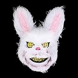 AHCCSD Furry scary mask hacker ghostface animal mask，halloween purge furry costume mask mascot head bloody easter bunny scary face mask for adults kids women girls. (Bunny)