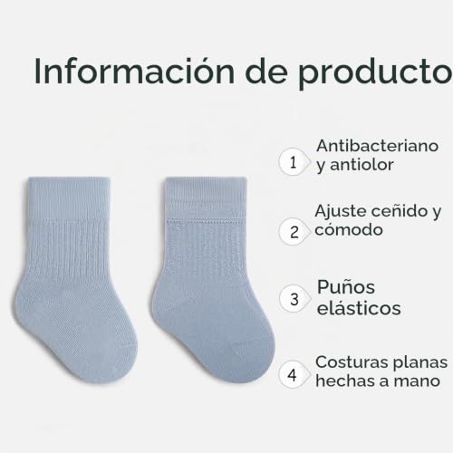Miniatura 4 de Qiyiendian Calcetines De Algodón 5 Pares De Calcetines Suave Elástico Del Bebé Colores Sólidos Niños Niñas Blue,1-3y