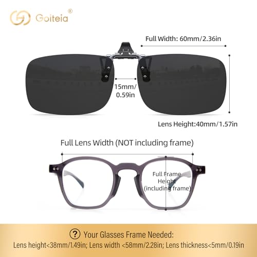 Image of Goiteia Polarized Flip up Clip on Sunglasses over Prescription Glasses for Men Women-Upgraded No Blue Glare