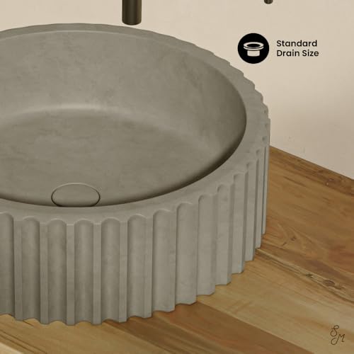 Swiss Madison Lafayette 16" Round Concrete Vessel Sink in Taupe by Swiss Madison - Used condition - Image 5