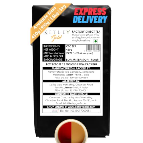 Image of Ketley Gold Assam Strong CTC Tea 450g - Factory Direct | Express Delivery | Garden Fresh from Katlicherra Tea Estate