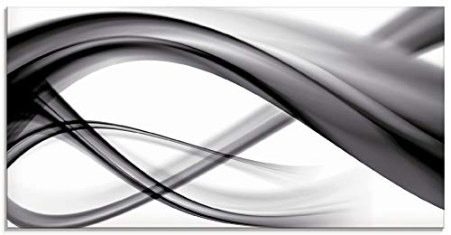 ARTland Wanddeko Glasbilder Wandbild Glas Bild einteilig 100x50 cm Querformat Moderne Kunst Abstrakt Modern Rauch Welle Schwarz Weiß S7KQ